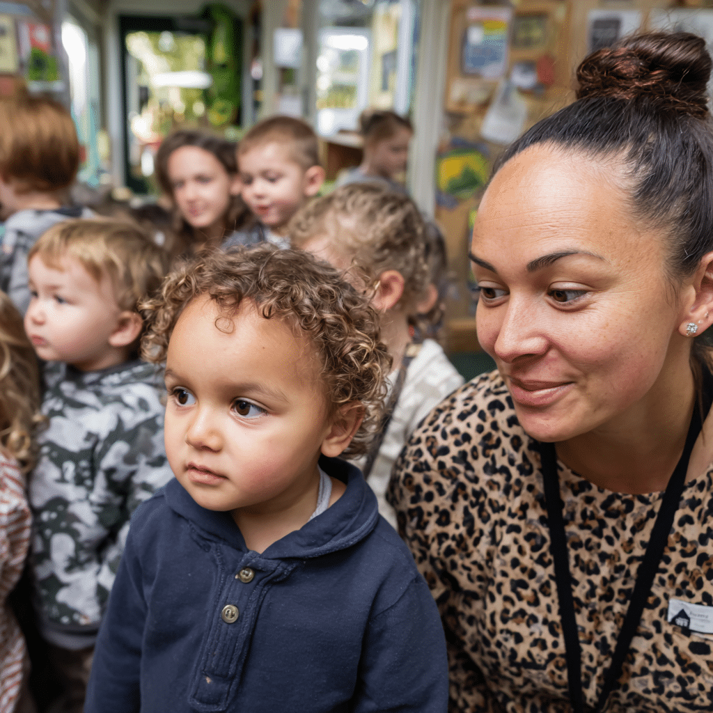 Preschool children and teachers in a New Zealand early childhood centre, highlighting safety and supervision